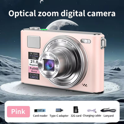 21MP Digital Camera 5K HD Autofocus Vlog Recording Multi Scene Compatible Portable Design CCD Video Recorder