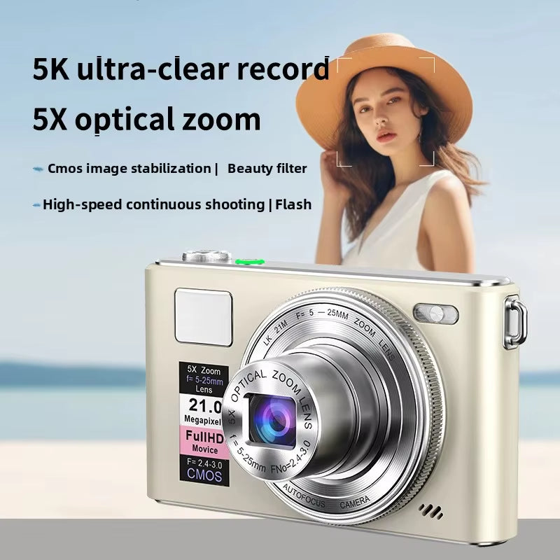 21MP Digital Camera 5K HD Autofocus Vlog Recording Multi Scene Compatible Portable Design CCD Video Recorder